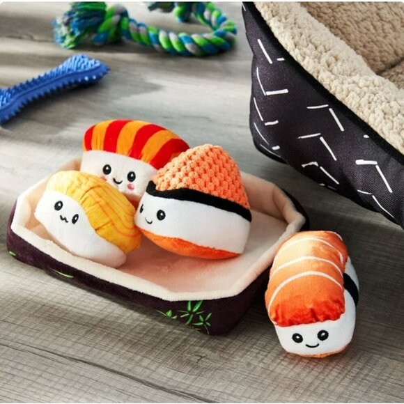 Yummy Sushi Dog Toy Set Plush with Squeakers Vibrant Life Cozy Buddy New - Picture 2 of 14